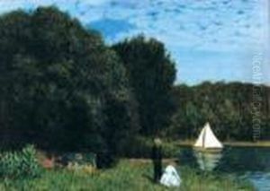 Landschaft Mit Segelboot by Carl Hofer