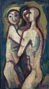 Drei (frauen)-akte, Wie Im Gesprach by Carl Hofer
