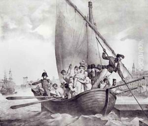 Bonaparte family arriving in Toulon France when fleeing from Corsica 17 June 1793 by Jean Baptiste Mauzaisse