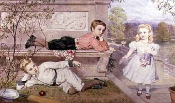 The Farrer Children Gaspard Henry and Cecilia in the Gardens of a Country House in Berkshire - view 1