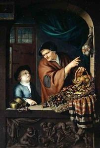 The Chesnut and Kipper Seller 1722 by Frans van the Younger Mieris