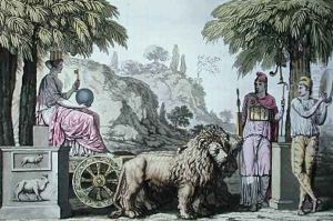 Cybele on her chariot and Attis from Le Costume Ancien ou Moderne by Angelo Monticelli