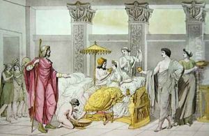 The Wedding of Ulysses and Penelope illustration from Le Costume Ancien ou Moderne by Jules Ferrario by Angelo Monticelli