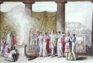 The Family of Priam after the Departure of Hector from Le Costume Ancien ou Moderne by Angelo Monticelli