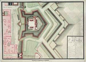 Fort of Saint-Sauveur Lille in 1728 from Traite de Fortifications by Claude Masse