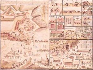 Construction of a town square and the tools used by Claude Masse