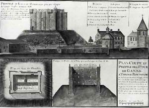 Cross-section and profile drawing of the Tour de Ganne at Tonnay Boutonne from Recueil des Plans de Saintonge