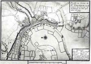 Map of Saint-Savinien on the Charente River in 1713 from Recueil des Plans de Saintonge