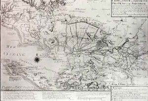Map of Bas Poitou Aunis and Saintonge with the marshes of the Bay of Aiguillon in 1716 by Claude Masse