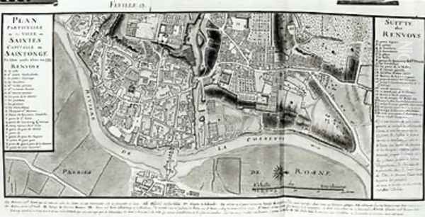 Map of Saintes capital of Saintonge from Recueil des Plans de Saintonge 1711 - view 1