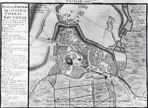 Map of the town of Tonnay-Boutonne from Recueil des Plans de Saintonge by Claude Masse