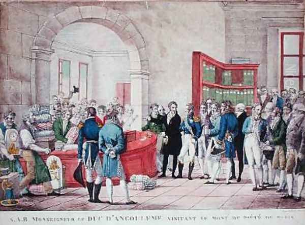 Visit of Louis-Antoine dArtois Duke of Angouleme 1775-1844 to the Mont de Piete in Paris 1820 - view 1