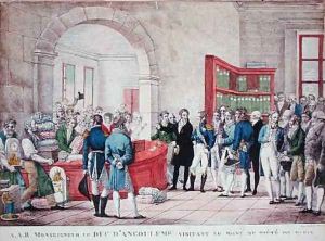 Visit of Louis-Antoine dArtois Duke of Angouleme 1775-1844 to the Mont de Piete in Paris 1820