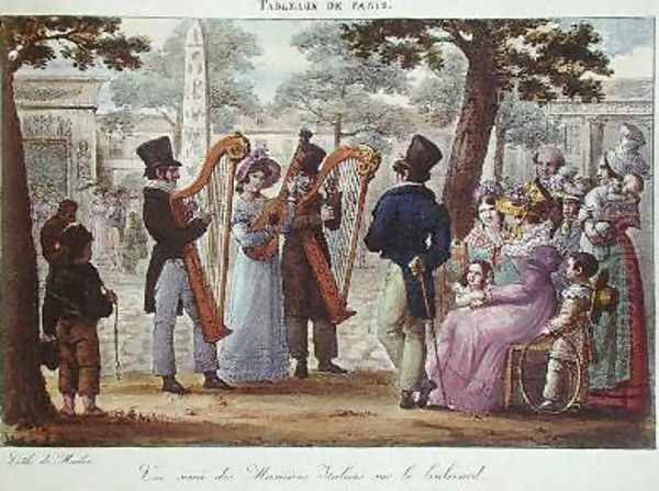 Italian Musicians Performing on a Boulevard in Paris - view 1