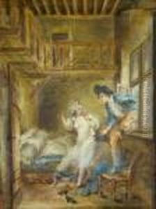 A Young Man Entering A Bedroom Through An Open Window