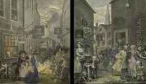 "morning", "noon", "evening" And "night" by William Hogarth