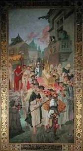 Procession of the Reliquary Chest of St Genevieve in 1496