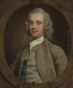 Portrait Of A Gentleman, 
Traditionally Identified As Francis Turner Esq, Half-length, In A Blue 
Embroidered Waistcoat, In A Feigned Oval