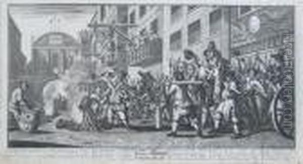 Hudibras Encounters The Skimmington; Burning Ye Rumps At Temple-barr - view 1