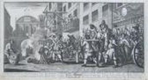 Hudibras Encounters The Skimmington; Burning Ye Rumps At Temple-barr by William Hogarth