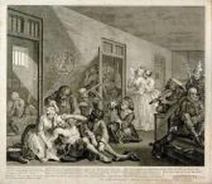 Three Works: A Rake's Progress,
Interior Of Bedlam, Sedan Chairmen And Saved From Debtor's Prison by William Hogarth