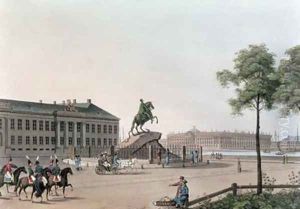 View of the Place of Peter the Great and the Senate House at St Petersburg by Mornay