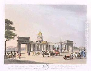View of the Square of Kassan and the Cathedral at St Petersburg by Mornay