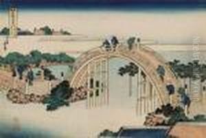 Kameido Tenjin Taikobashi by Katsushika Hokusai