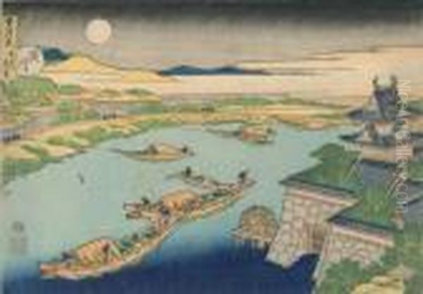 Une Vue De Nuit Au Clair De Lune Prise Du Chateau-fort De Yodo. - view 1