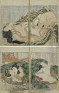 Kinoenokomatsu (set Of 2) by Katsushika Hokusai