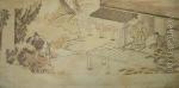 Figures Seated In A Interior With Attendants - view 1