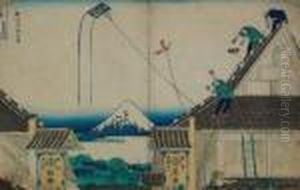 Le Magasin De Mitsui Dans La Rue Suruga A Edo by Katsushika Hokusai