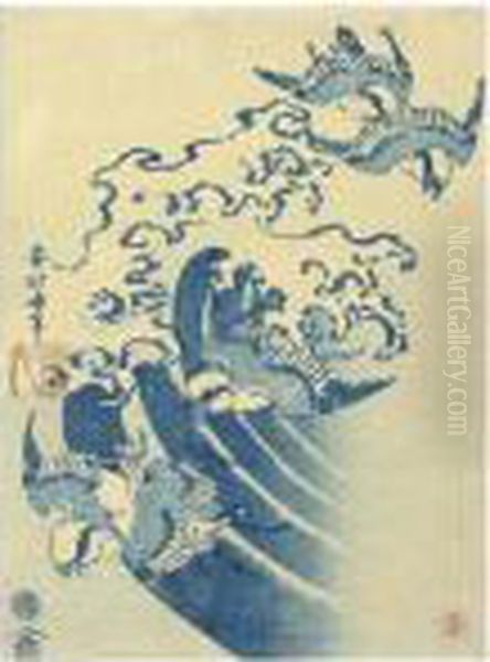 Sparrows And Breaking Wave - view 1