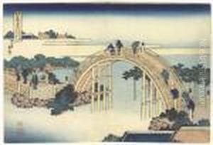 Kameido Tenjin Taiko Bashi (drum
Bridge At Kameido Tenjin Shrine), From The Series Shokoku Meikyo Kiran
(wondrous Views Of Famous Bridges In All The Provinces) by Katsushika Hokusai