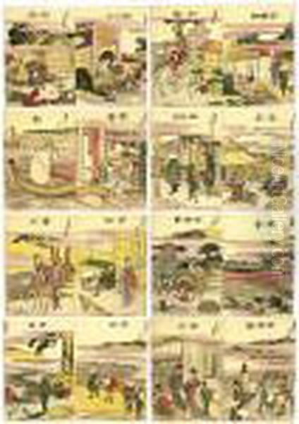 A Complete Set Of The
````tokaido Gojusan-tsugi' (the Fifty-three Stations Of The Tokaido
Road) - view 1