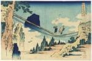 Hi-etsu No Sakai Tsuribashi (the
Suspension Bridge Between Hida Andechizen Provinces), From The Series
Shokoku Meikyo Kiran (wondrousviews Of Famous Bridges In All The
Provinces) by Katsushika Hokusai