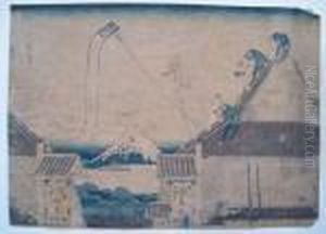 Fuji From Saruga Street In Edo by Katsushika Hokusai