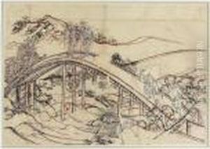 Dessin Preparatoire Pour Les
Cent Poemes Expliques Par La Nourrice. Illustration D'un Poeme D'ariwara
No Narihira by Katsushika Hokusai