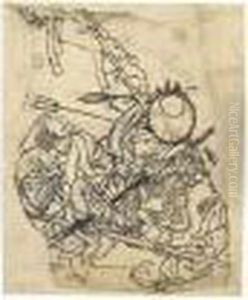 Dessin : Arrestation De Kidomaru by Katsushika Hokusai