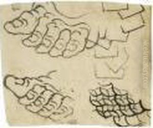Feuille D'etudes : Pieds Et Formes Geometriques by Katsushika Hokusai