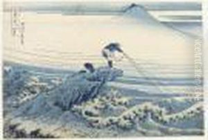 Koshu Kajikazawa. Variante En Bleu. Le Fuji Vu De Kajikazawa Dans La Province De Kai by Katsushika Hokusai