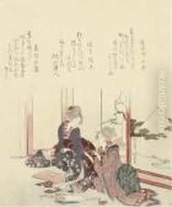 Two Surimono With Gauffrage And Metallic Embellishments by Katsushika Hokusai