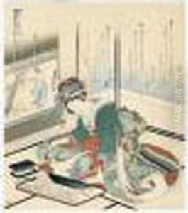 Surimonono: Bonkei, Ishi. Fabrication D'un Paysage En Pierre, Sur Un Plateau by Katsushika Hokusai