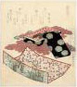 Surimono: Kaiba. Hippocampes by Katsushika Hokusai