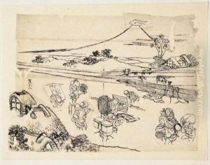 Dessin Preparatoire Pour Les Cent Vues Du Mont Fuji by Katsushika Hokusai