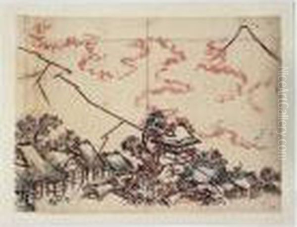 Dessin Preparatoire Pour Les Cent Vues Du Mont Fuji - view 1