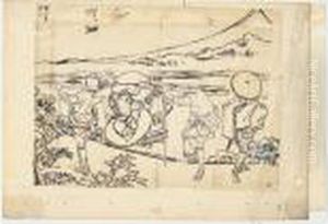 Dessin Preparatoire Pour Les Cent Vues Du Mont Fuji by Katsushika Hokusai