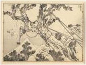Dessin Preparatoire Et Planche Du Livre Les Cent Vues Du Mont Fuji by Katsushika Hokusai