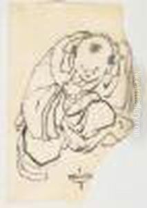 1)enfant Jouant Avec Une Toupie by Katsushika Hokusai