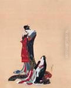Two Courtesans by Katsushika Hokusai